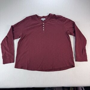 Tecovas Henley Shirt Men XL Cotton Red Slub Long Sleeve Western Ranch Cowboy